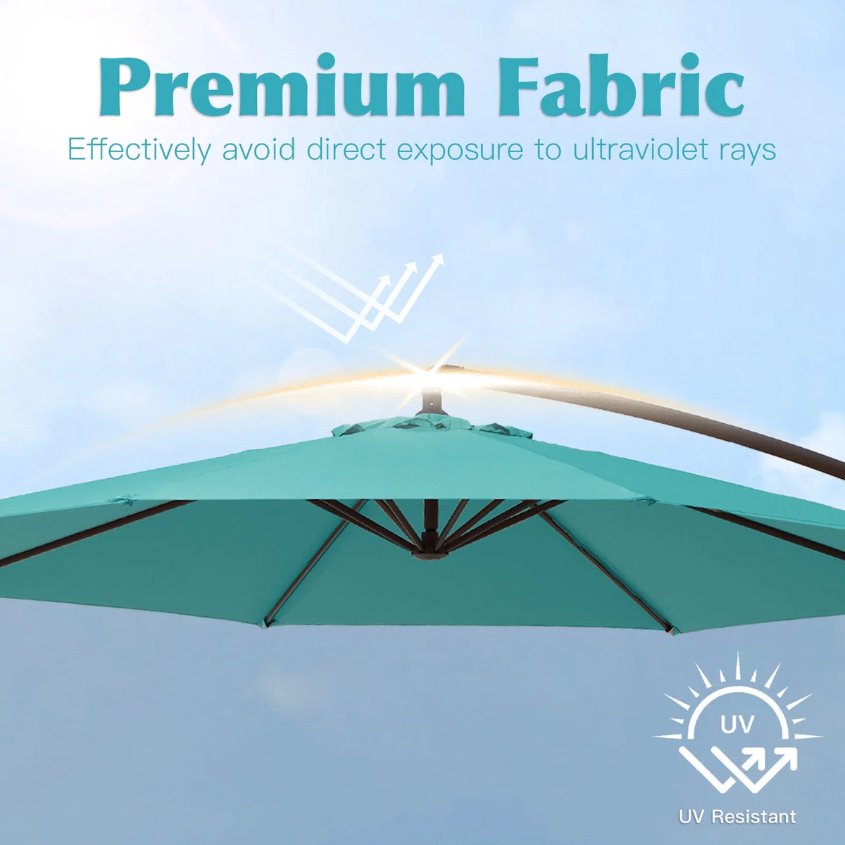 JUSTLET 10ft Heavy Duty Patio Hanging Offset Cantilever Patio Umbrella W/ 4-Piece Base Included Included, Beige