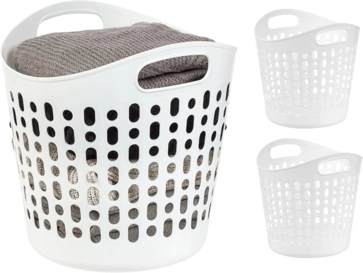 Plastic Laundry Basket, 27L - 3 Pack