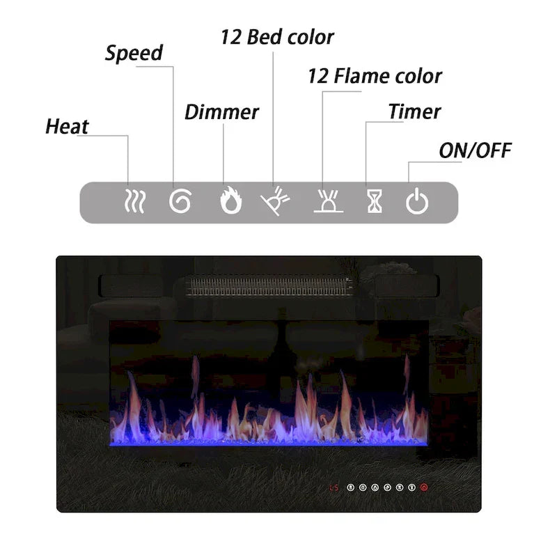 Electric Fireplace TV Stand Entertainment Center with LED Flame Effects and Remote Control