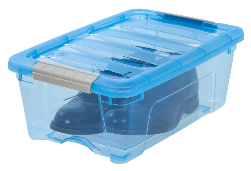 Stack & Pull Storage Box - 12 QT, 6 Pack, Trans Blue