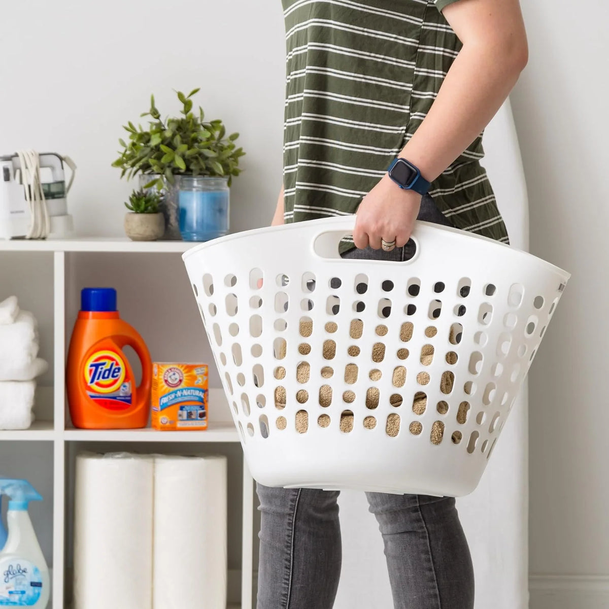 Plastic Laundry Basket, 27L - 3 Pack