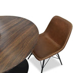Round Walnut Finish Dining Table
