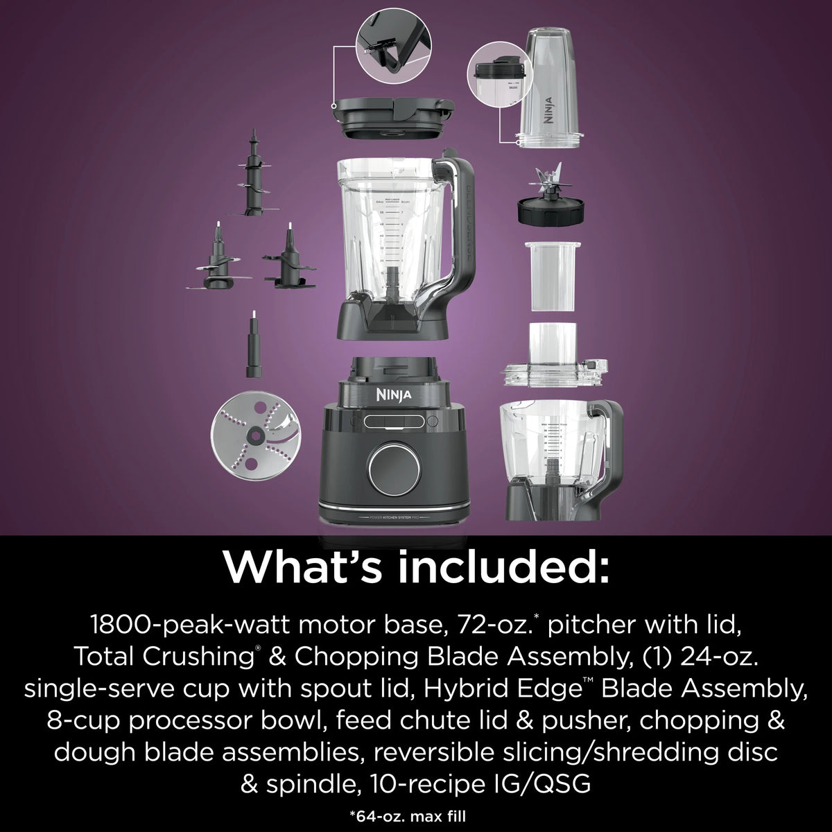 Ninja Detect Kitchen System Power Blender + Processor with Blend Sense Technology, Silver, TB400