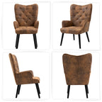 AVAWING Tufted Wingback Accent Chair with Arms - Rustic Design