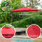 JUSTLET 10ft Heavy Duty Patio Hanging Offset Cantilever Patio Umbrella W/ 4-Piece Base Included Included, Beige