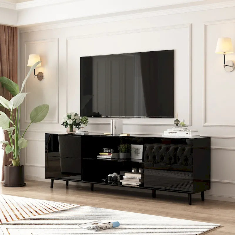 Electric Fireplace TV Stand Entertainment Center with LED Flame Effects and Remote Control