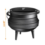 Bruntmor Pre - Seasoned Cast Iron Cauldron - Bruntmor African Potjie Pot with Lid - 3 Legs for Even Heat Distribution - Camping Dutch Oven Cookware for Over - the - Fire Cooking - 10 Quarts, X - Large