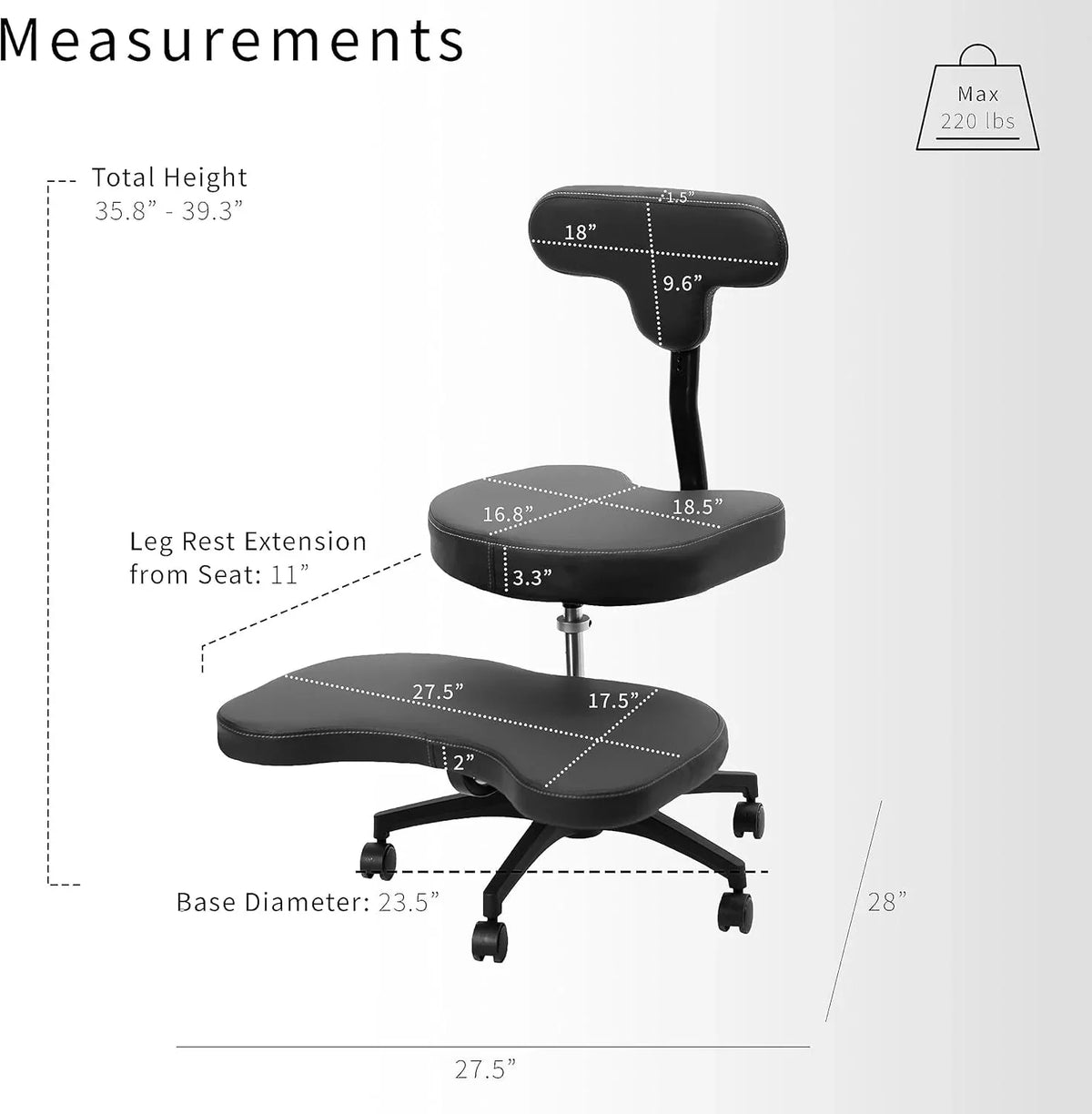 VIVO Cross-Legged Office Chair – Adjustable Height Floor Chair with Back Support for Yoga, Meditation, and ADHD (Black, CHAIR-CL02B-R)
