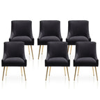 SEYNAR Set of 6 Modern Glam Boucle Velvet Dining or Vanity Chairs with Rear Handle
