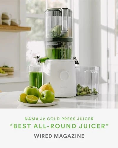 J2 Cold Press Juicer Self Feeding for Hands Free Operation with Wide Mouth Hopper for Whole Recipe Loading, Zero Waste Masticating Juicer For More Juice, Less Pulp Easy Cleanup & Assembly