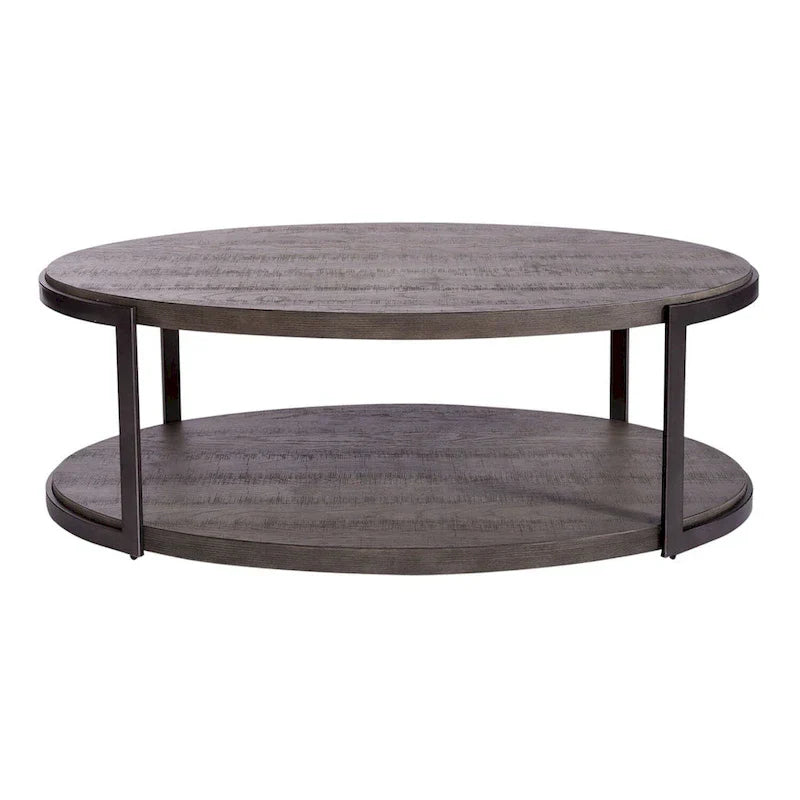 Contemporary Gauntlet Gray Oval Coffee Table