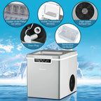 Costway Ice Maker Machine Countertop 26Lbs/24H Portable W/Scoop & Basket Silver