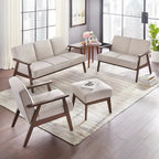 Mid Century Accent Lounge Chair with Cushioned Seat and Wooden Frame