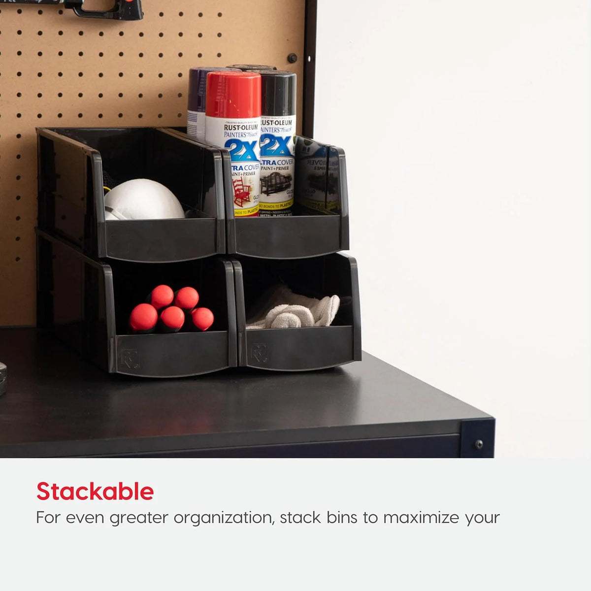 Stackable Open Front Shelf Bin Storage Organizer | M - 4 Pack