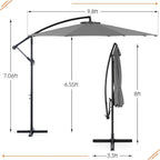 9.8FT Offset Patio Umbrella Hanging Cantilever Umbrella Outdoor Sun Shade with Easy Tilt Adjustment, 8 Ribs, UV Protection for Backyard, Lawn, Garden and Pool, Blue