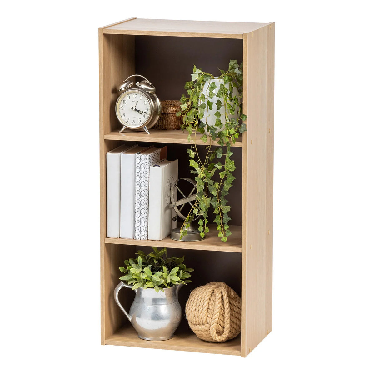 Wood Storage Shelf - 3 Tier | Brown/White