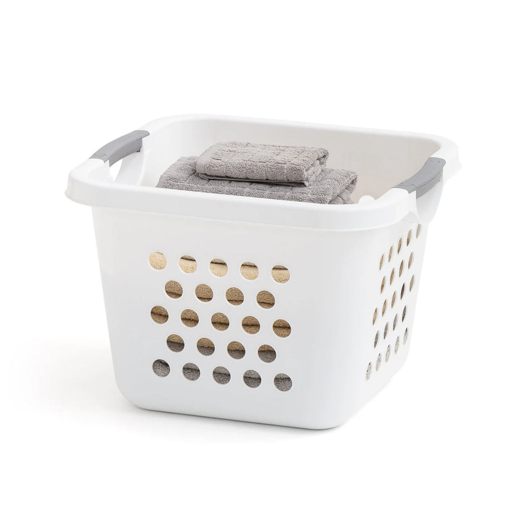 Compact Plastic Laundry Hamper Basket – 30L Storage Organizer with Easy-Lift Handles, 3-Pack