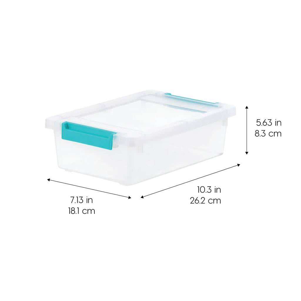 2 Qt. Plastic Storage Containers with Turquoise Lids, 6 Pack