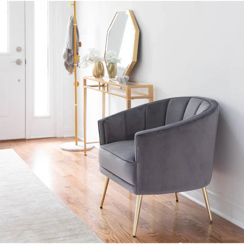 Randolf Velvet Accent Chair in Silver Orchid