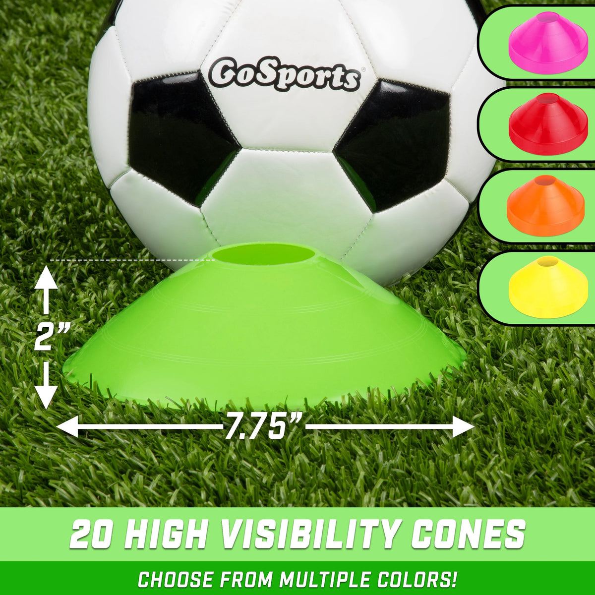 Sports Training Cones with Tote, 20-pk | Green