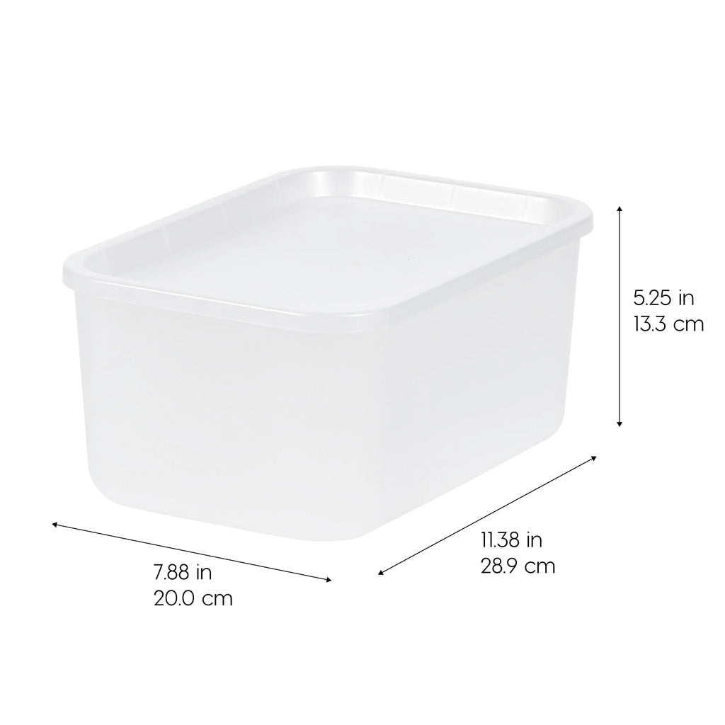 Small Plastic Modular Storage Basket with Lid 4 Pack | Medium Deep