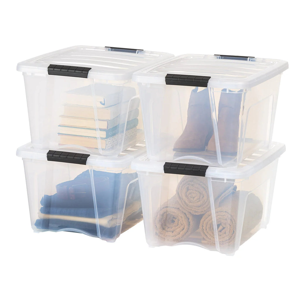 Stack & Pull Storage Box - 32 QT Clear 4 Pack | 4 Pack