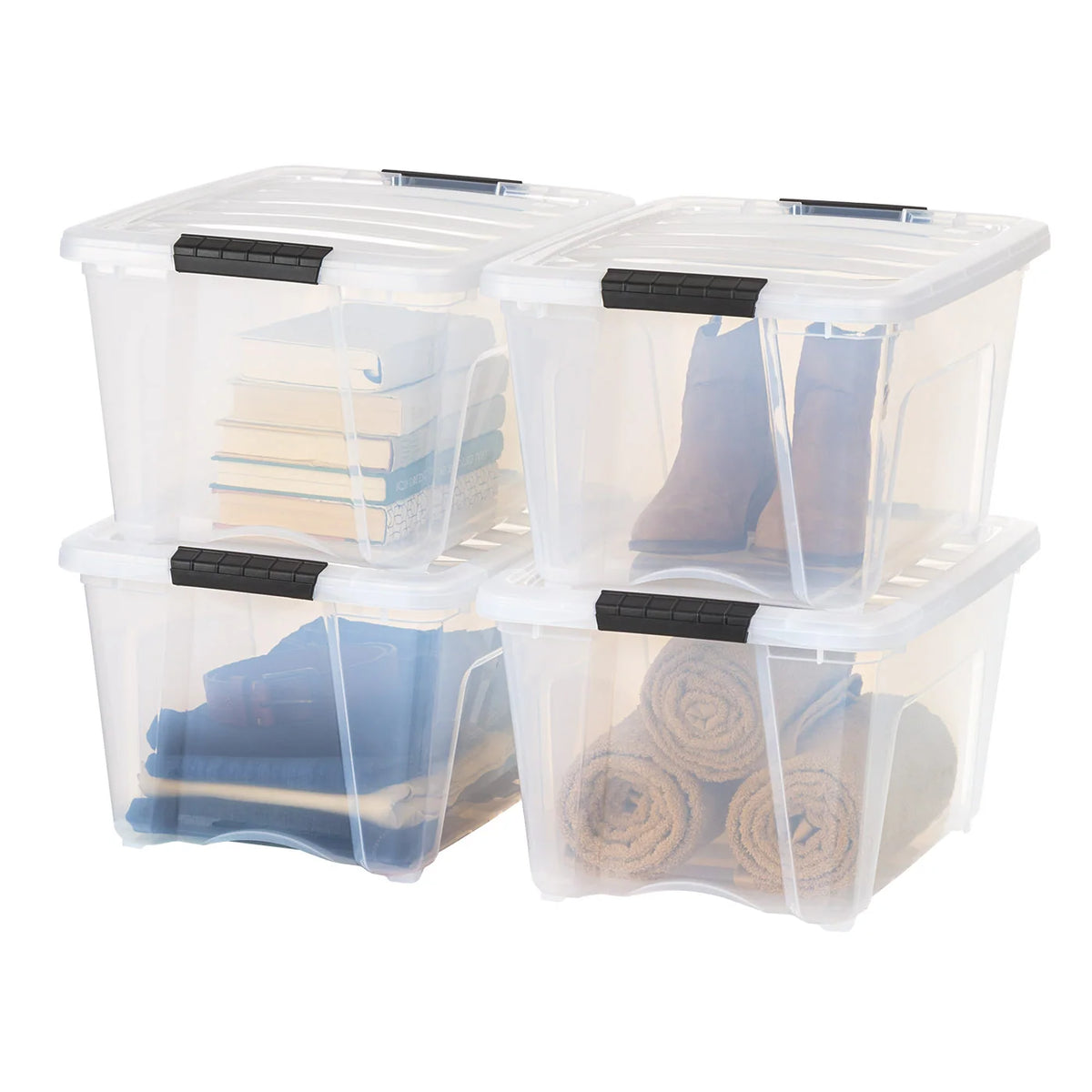 Stack & Pull Storage Box - 32 QT Clear 4 Pack | 4 Pack