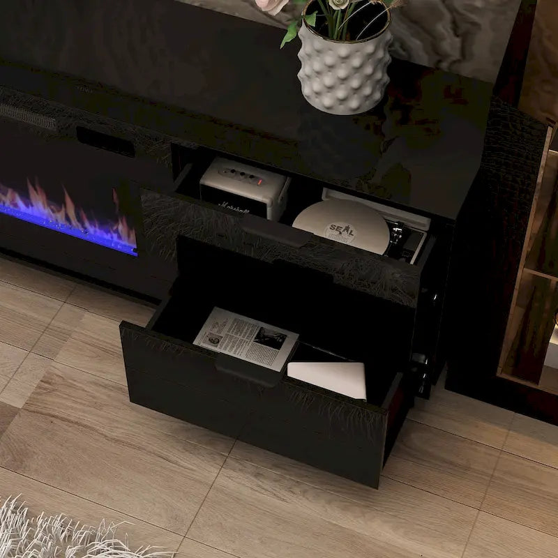 Electric Fireplace TV Stand Entertainment Center with LED Flame Effects and Remote Control