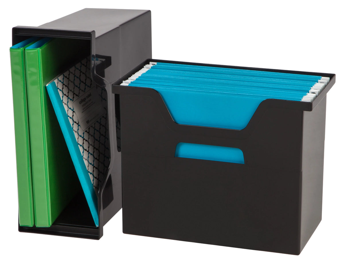 Open Storage Basket, File Organizer, Medium, Black, 6 Pack