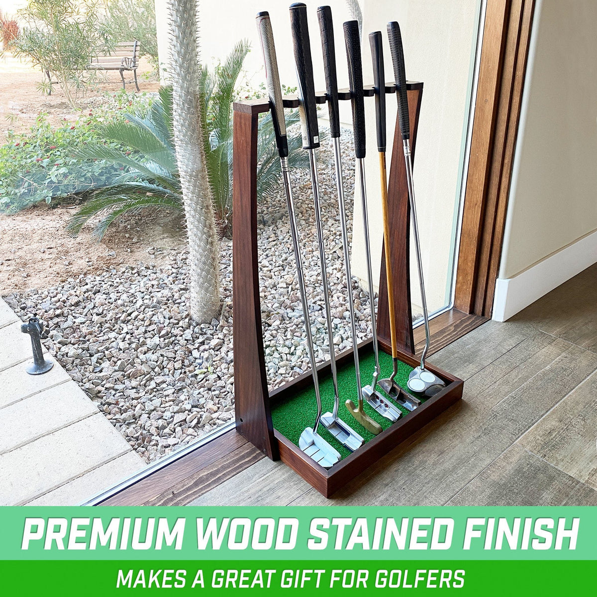 Premium Wooden Golf Putter Stand