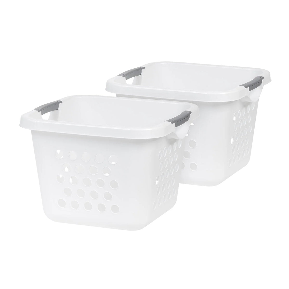 Compact Plastic Laundry Hamper Basket – Storage Organizer with Easy-Lift Handles, 2-Pack, 30L