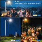 Tri-Color Solar Street Lights Outdoor - 5800W Solar Parking Lot Lights Commercial with 3 Color Temperatures, Solar Street Light Dusk to Dawn Street Lights Solar Powered for Outside Yard Garden