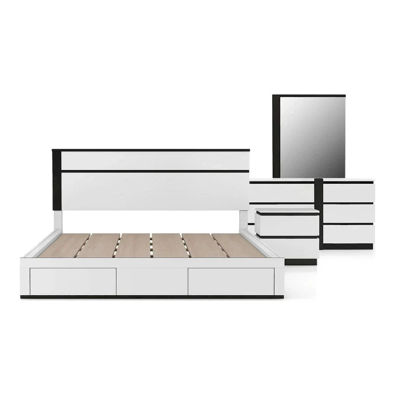 Conjira Modern 4-Piece White Wood Bedroom Storage Set by Furniture of America