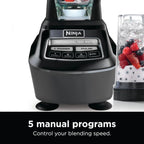 Ninja Blender, Mega Kitchen System, 1500W, 4 Functions for Smoothies, Processing, Dough, Drinks & More, with 72 Blender Pitcher, 64 Processor Bowl, 2 Nutri Cups + Lids, Black, BL770