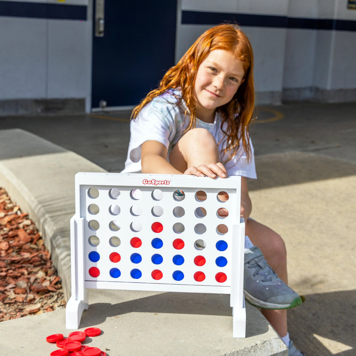 1' Wooden 4-in-a-Row Game Set | White