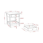 Denhour DH BASIC 4-Piece Open-Shelf Coffee Table Set with Drawer in Transitional Rubberwood