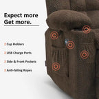MCombo Power Loveseat Recliner, Electric Reclining Loveseat Sofa with Heat and Vibration, Cupholders, USB Charge Ports RS6314