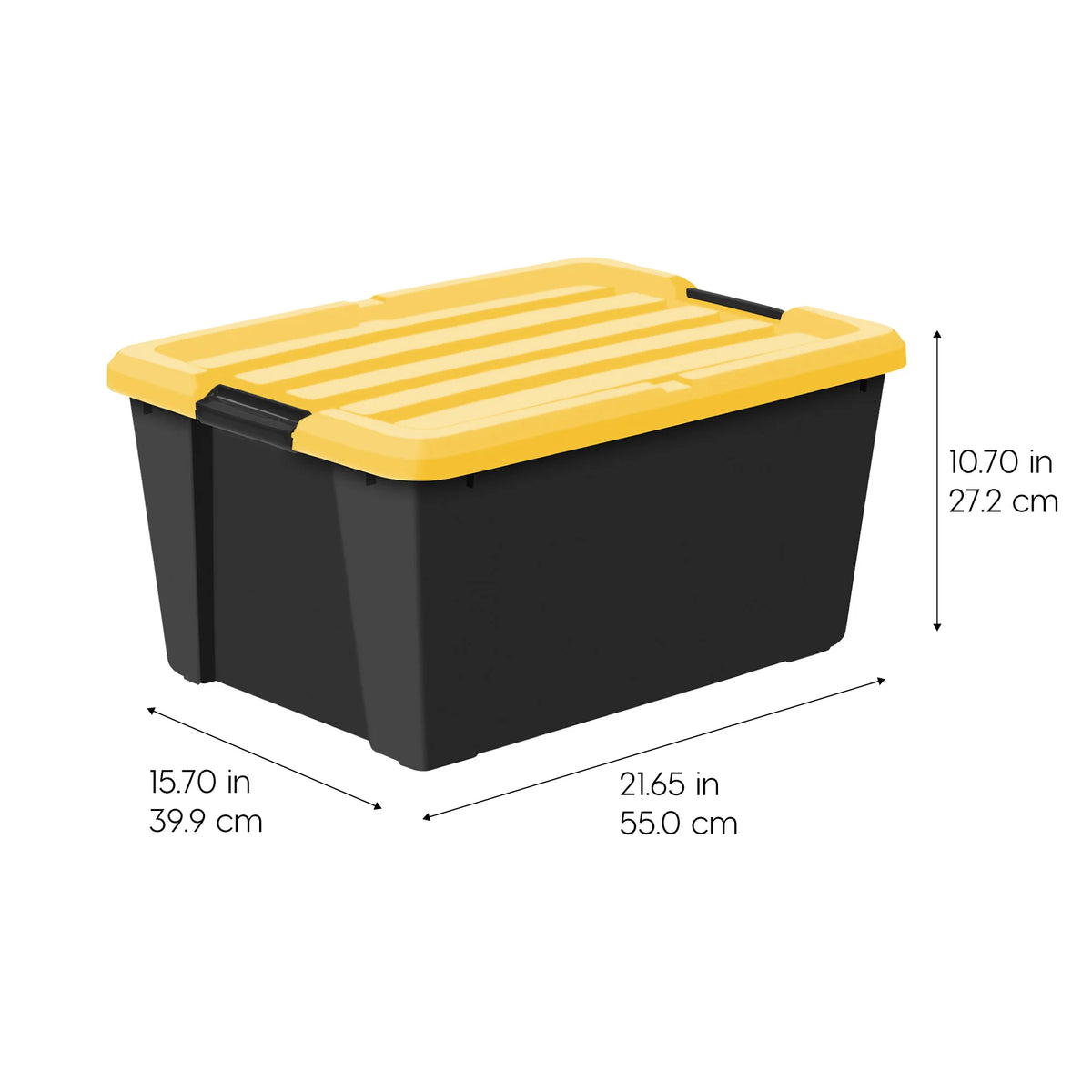 45 Qt. Plastic Storage Bins with Lids, Black, Latching, Stackable, Totes 4Pk