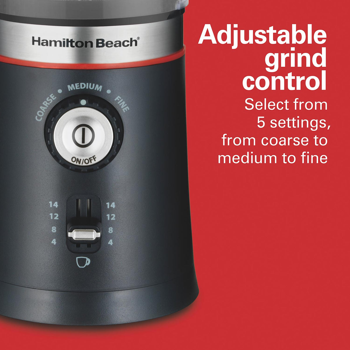 Hamilton Beach Custom Grind Coffee Grinder, Removable Stainless Steel Chamber