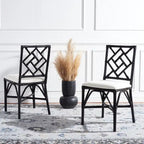 Set of 2 SAFAVIEH Maye Rattan Accent Chairs with Cushions - Dimensions: 18.5" W x 20.9" L x 35.8" H