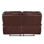 Jack 66-Inch Manual Recliner Loveseat in Plush Brown Top Grain Leather with Wood Accents
