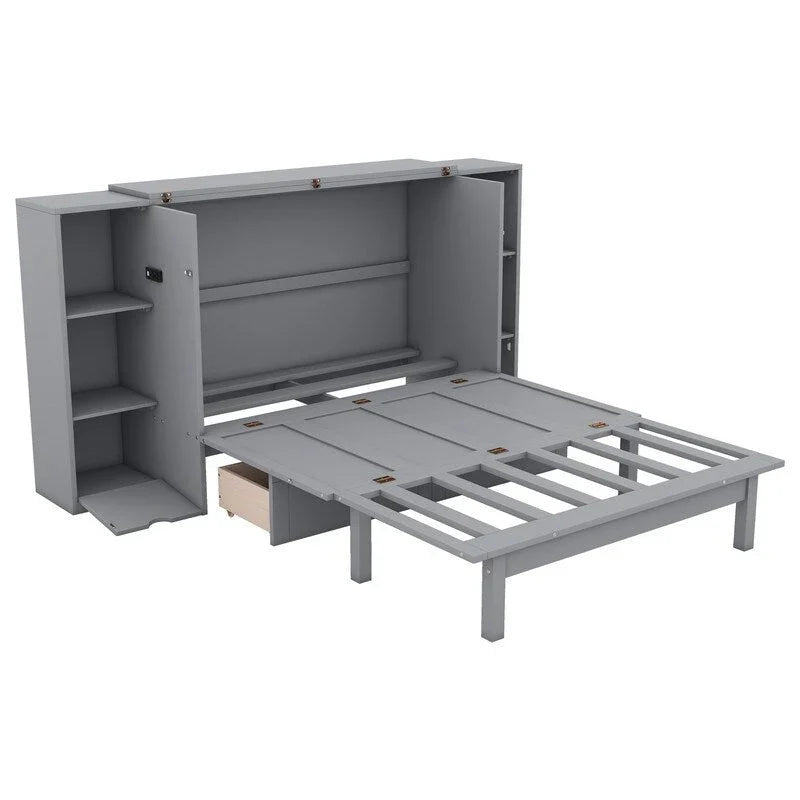 Murphy Wall Bed with Storage Shelves Drawers and USB Charging