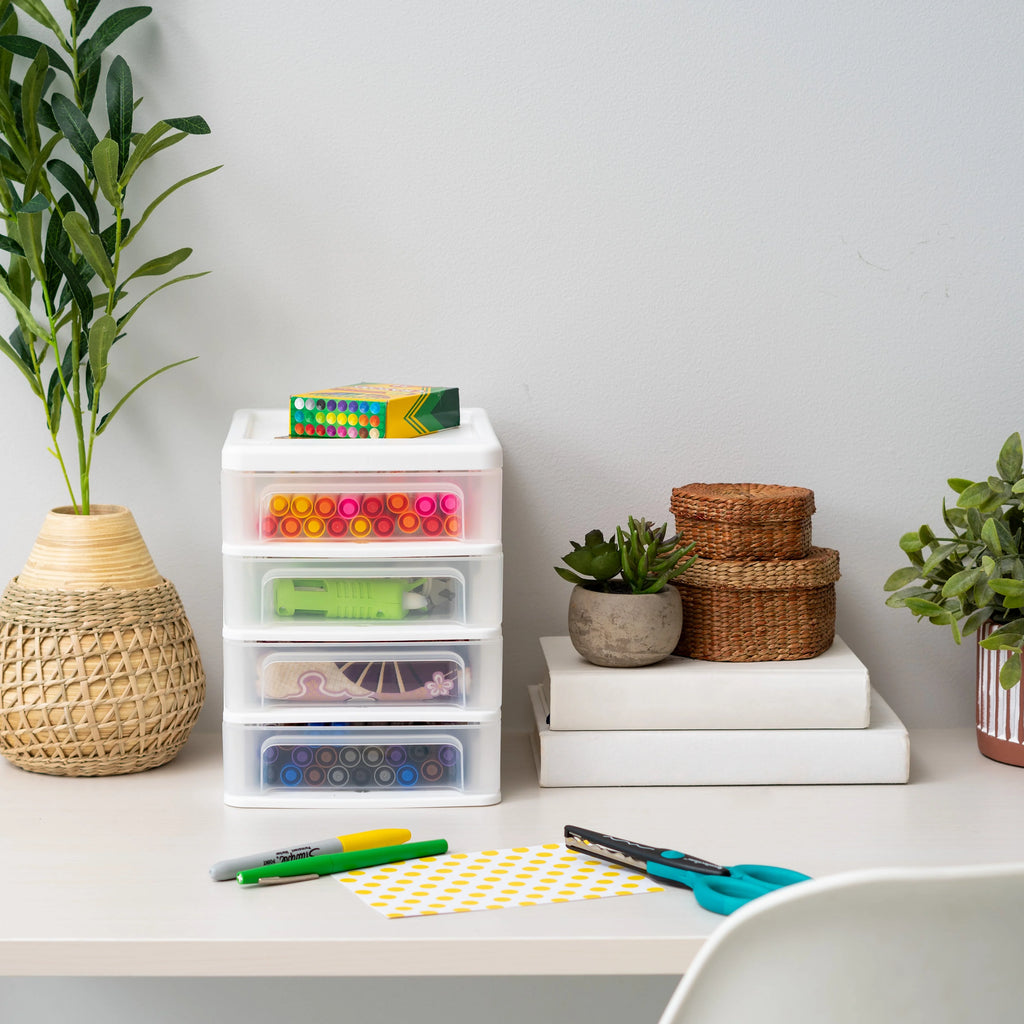 Compact Desktop 4-Drawer System, White