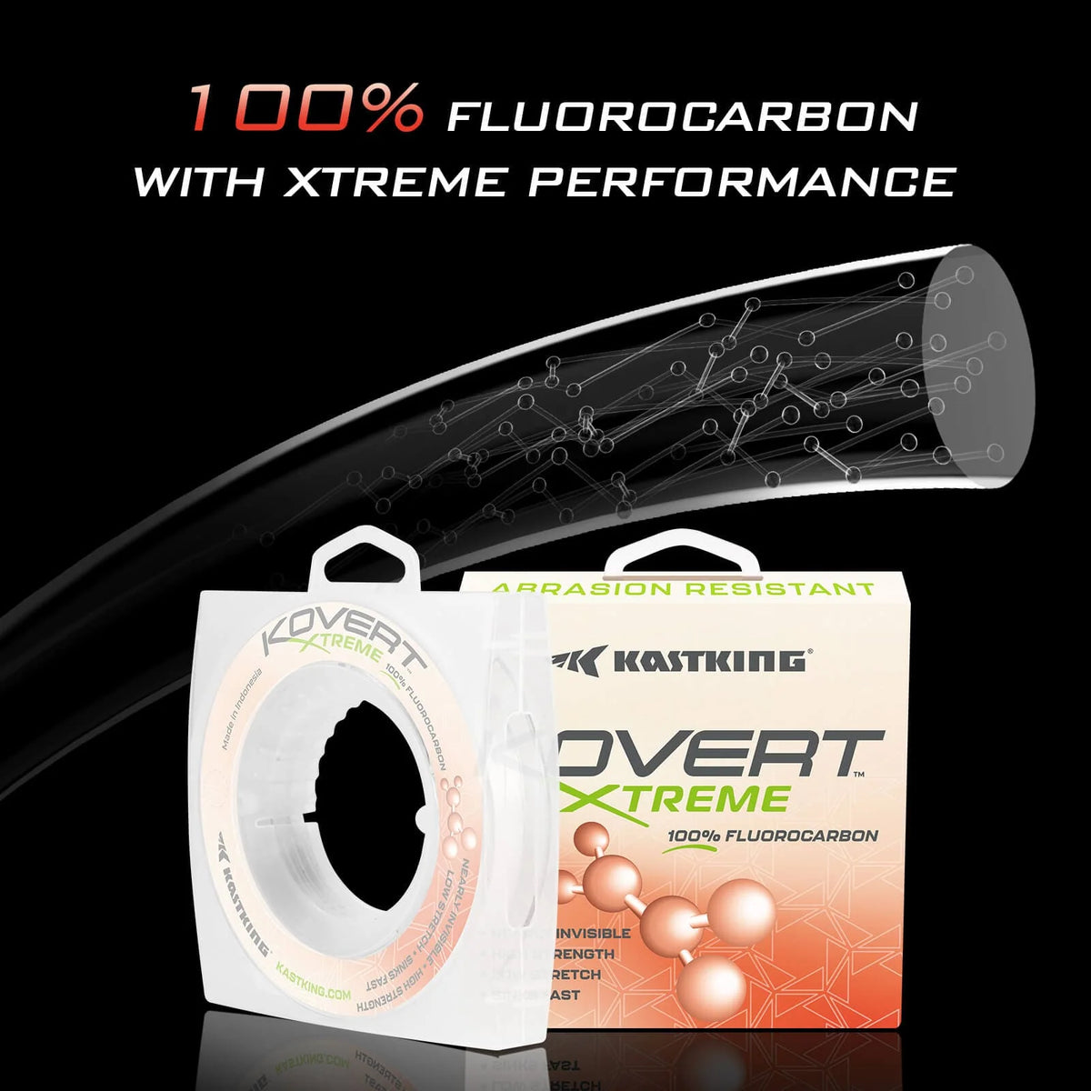 KastKing Kovert Xtreme Fluorocarbon Fishing line | 200 Yds / 4 LB