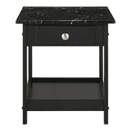 Denhour DH BASIC 4-Piece Open-Shelf Coffee Table Set with Drawer in Transitional Rubberwood