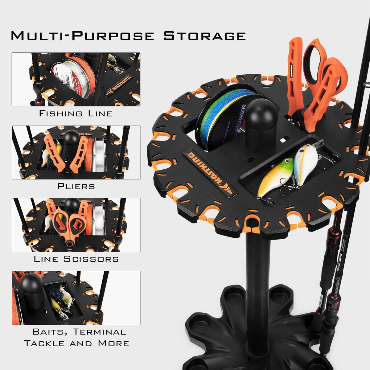 KastKing V16 Revolution Floor Rod Rack - Upgrade Version | With Rotating Base