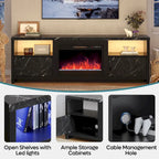 71-Inch TV Stand for 75-Inch TVs with LED Fireplace and Storage Cabinet