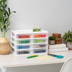 Compact Desktop 4-Drawer System, 2 Pack, White