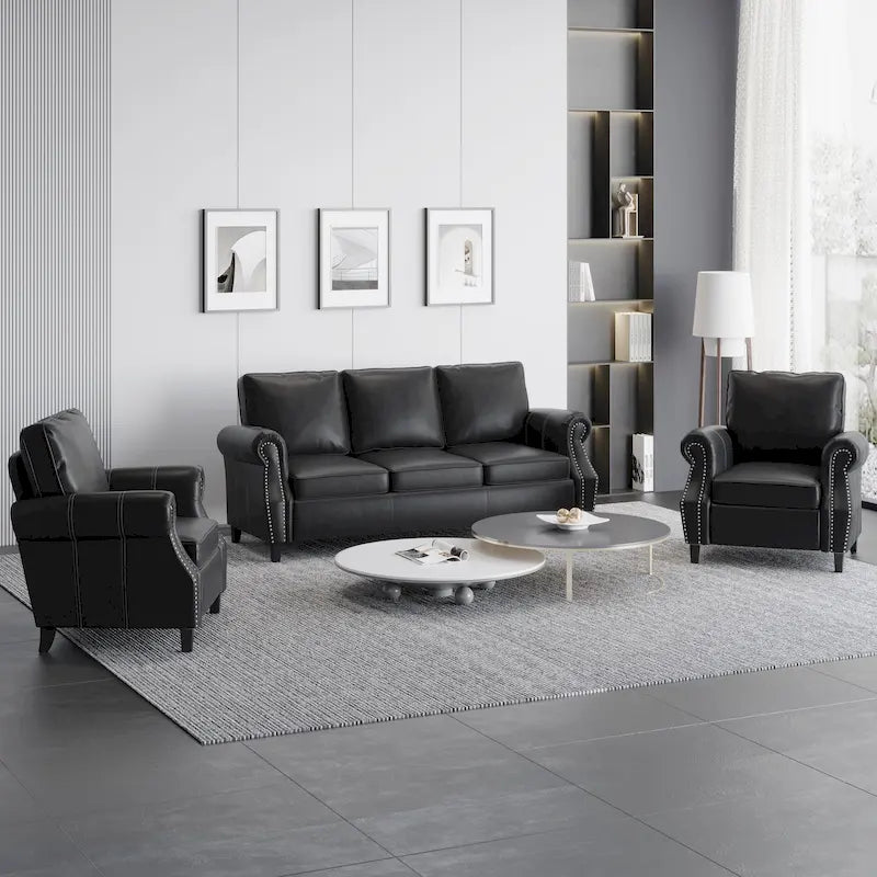 Christopher Knight Home Dowd Faux Leather 3-Piece Club Chair and Sofa Set