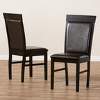 Modern Dark Brown Faux Leather Dining Chair Set by Baxton Studio
